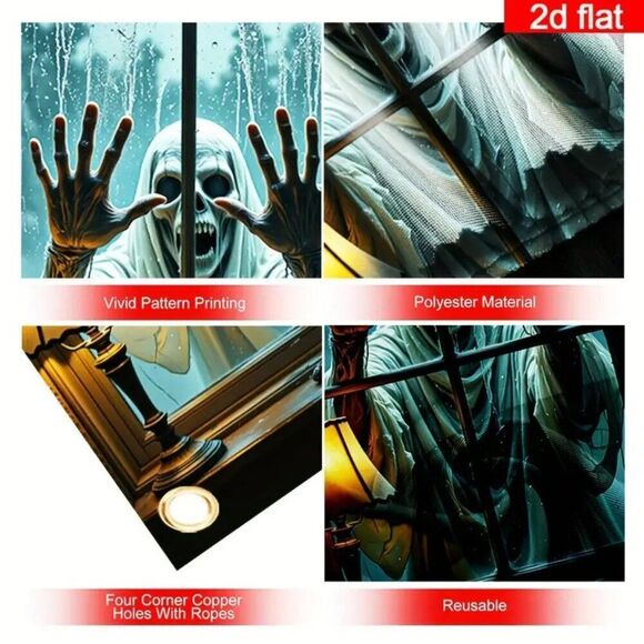 2D/Flat Polyester Zombie Creepy Horror Gothic Haunted House Door Decor 31"x47" - Picture 2 of 3